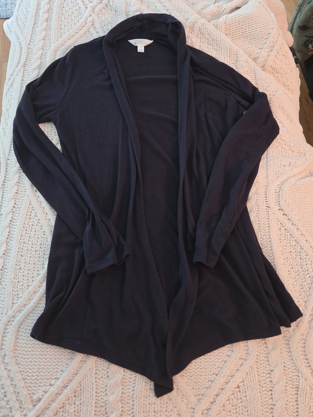 Lightweight Navy Open-Front Women's Cardigan L